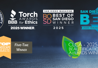 See why Greenway Landscape Design & Build’s 2025 wins—San Diego Magazine’s Best of San Diego, Coast News’ Best of North County, Union‑Tribune Reader’s Poll, BBB Torch Award for Ethics, and 5 CLCA Beautification Awards—benefit you as a homeowner.